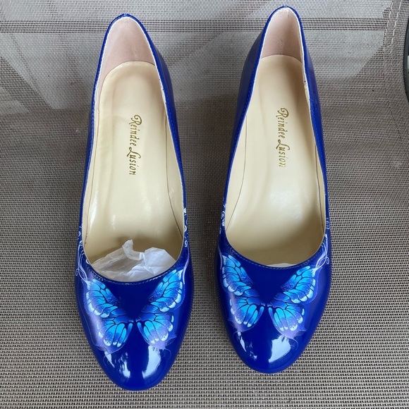 Blue butterfly heels - Picture 1 of 8